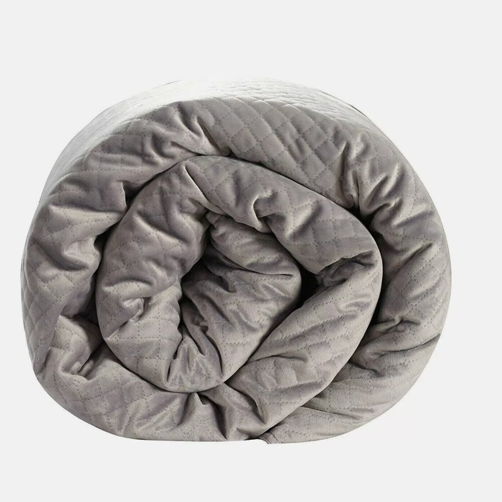 BlanQuil Weighted Blanket Queen Textured Stitching Diamond Quilted 15lbs Grey
